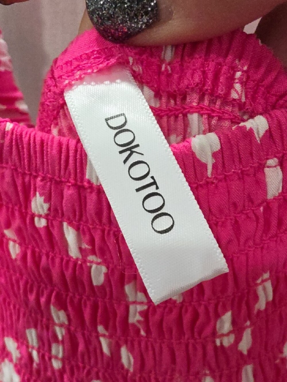 DOKOTOO Fuchsia Pink Floral Smocked Jumpsuit - Picture 3 of 4